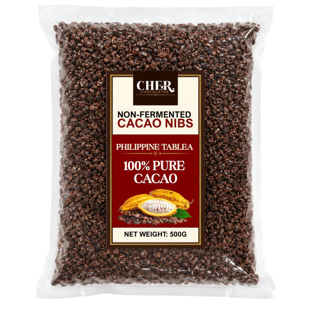 CHER. Chocolates Premium Non-Fermented Roasted Cacao Nibs 1kg Tablea Traditional Filipino Hot Choco