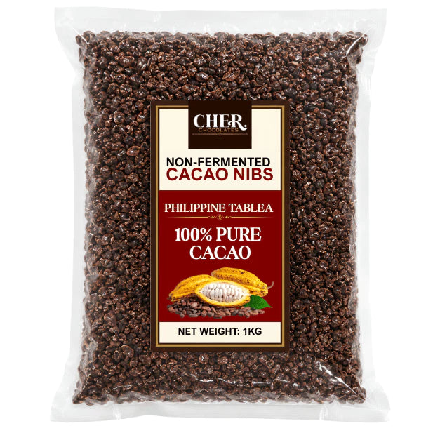 CHER. Chocolates Premium Non-Fermented Roasted Cacao Nibs 1kg Tablea Traditional Filipino Hot Choco
