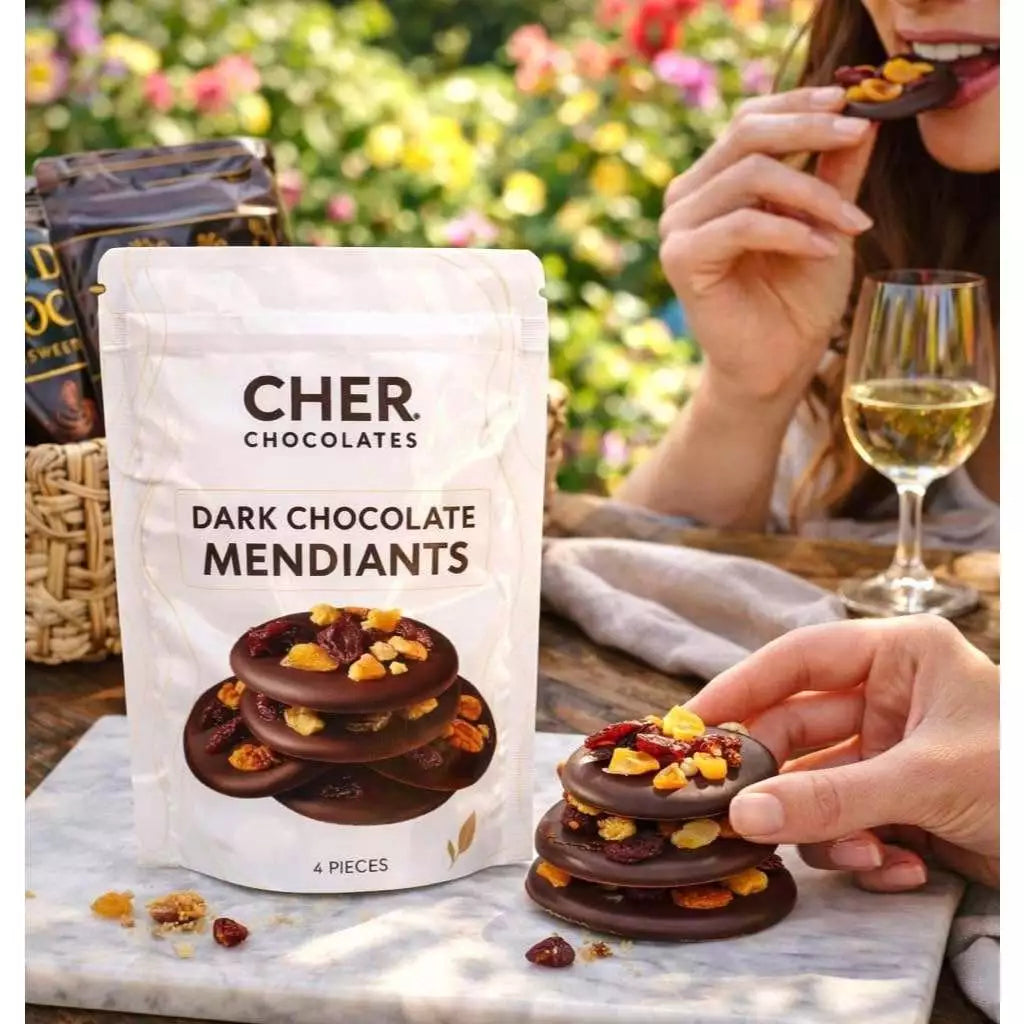 CHER. Chocolates Premium Chocolate Mendiants | Bean-to-Bar Chocolate with Premium Nuts & Dried Fruit