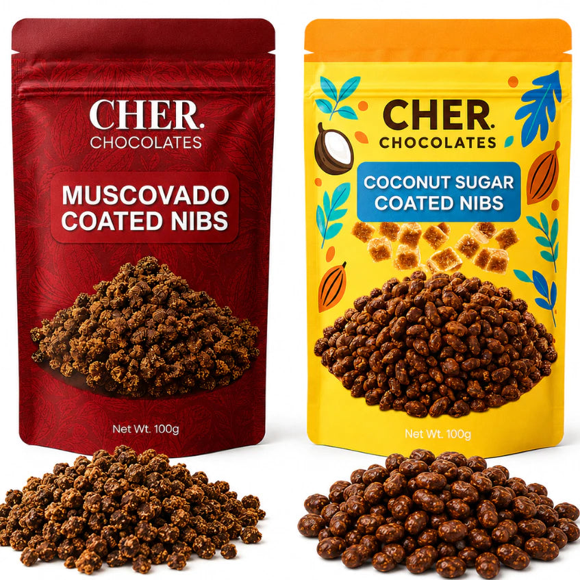 CHER. Chocolates Premium Sugar Coated Chocolate Series | Muscovado & Coconut Sugar | Bean-to-Bar