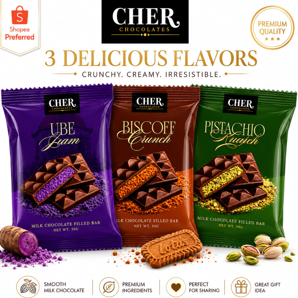 CHER Chocolates Trio Filled Chocolate Bars