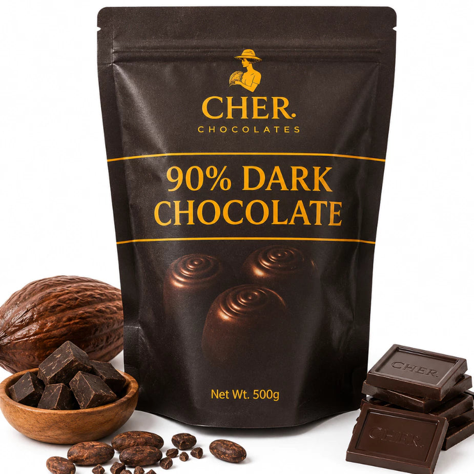 CHER. Chocolates Dark Chocolate Couverture Nuggets  100%, 90%, 80%, 70%  | 500g (Half Kilo)