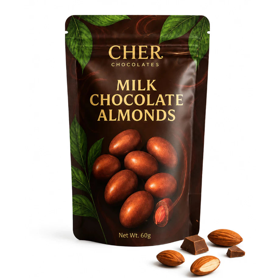 CHER. Chocolates Premium Chocolate Coated Almonds Series | Milk & White Chocolate | Bean-to-Bar
