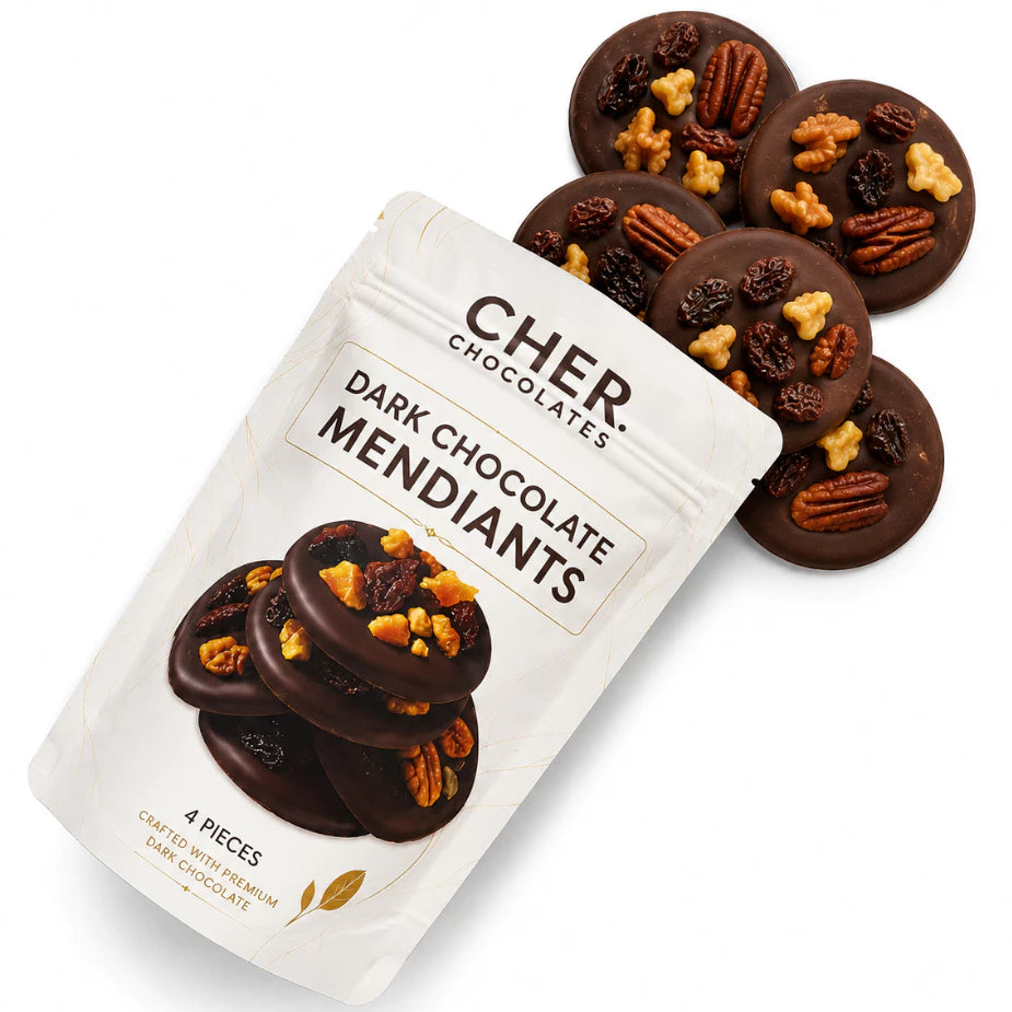 CHER. Chocolates Premium Chocolate Mendiants | Bean-to-Bar Chocolate with Premium Nuts & Dried Fruit