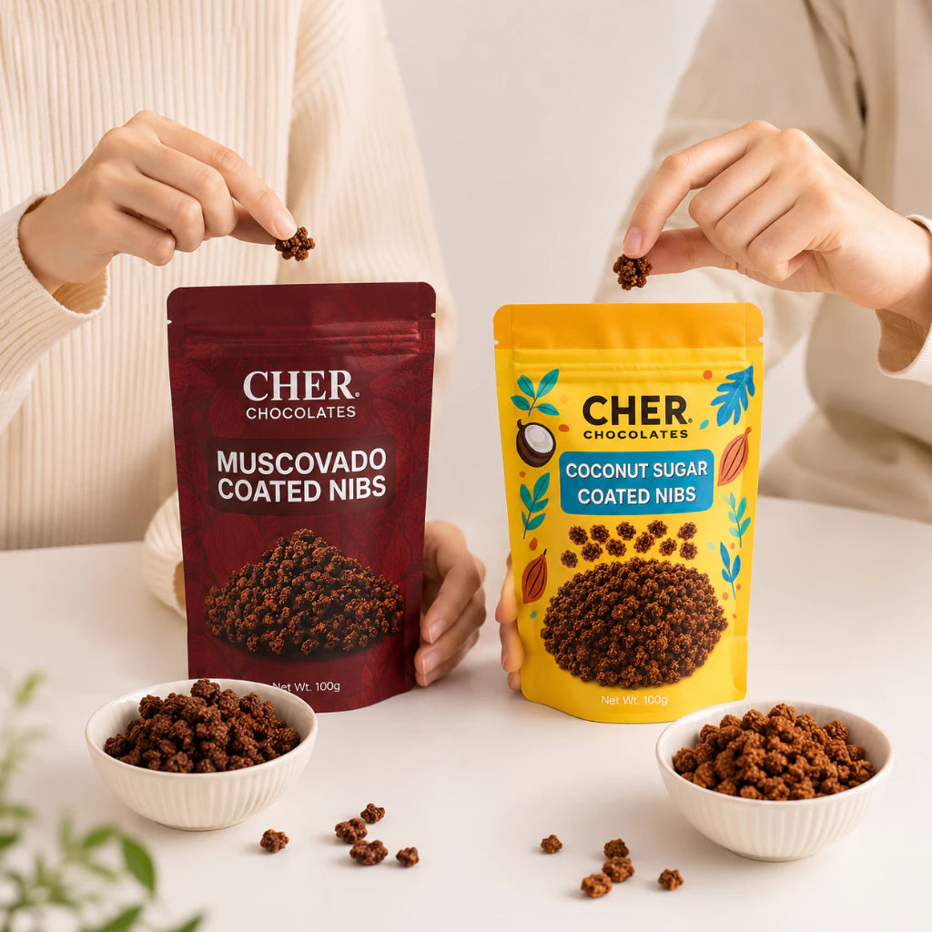 CHER. Chocolates Premium Sugar Coated Chocolate Series | Muscovado & Coconut Sugar | Bean-to-Bar