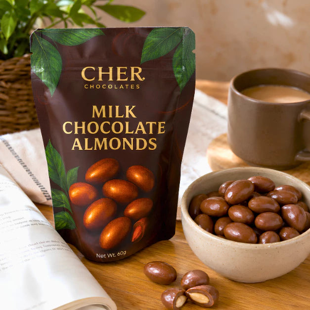 CHER. Chocolates Premium Chocolate Coated Almonds Series | Milk & White Chocolate | Bean-to-Bar