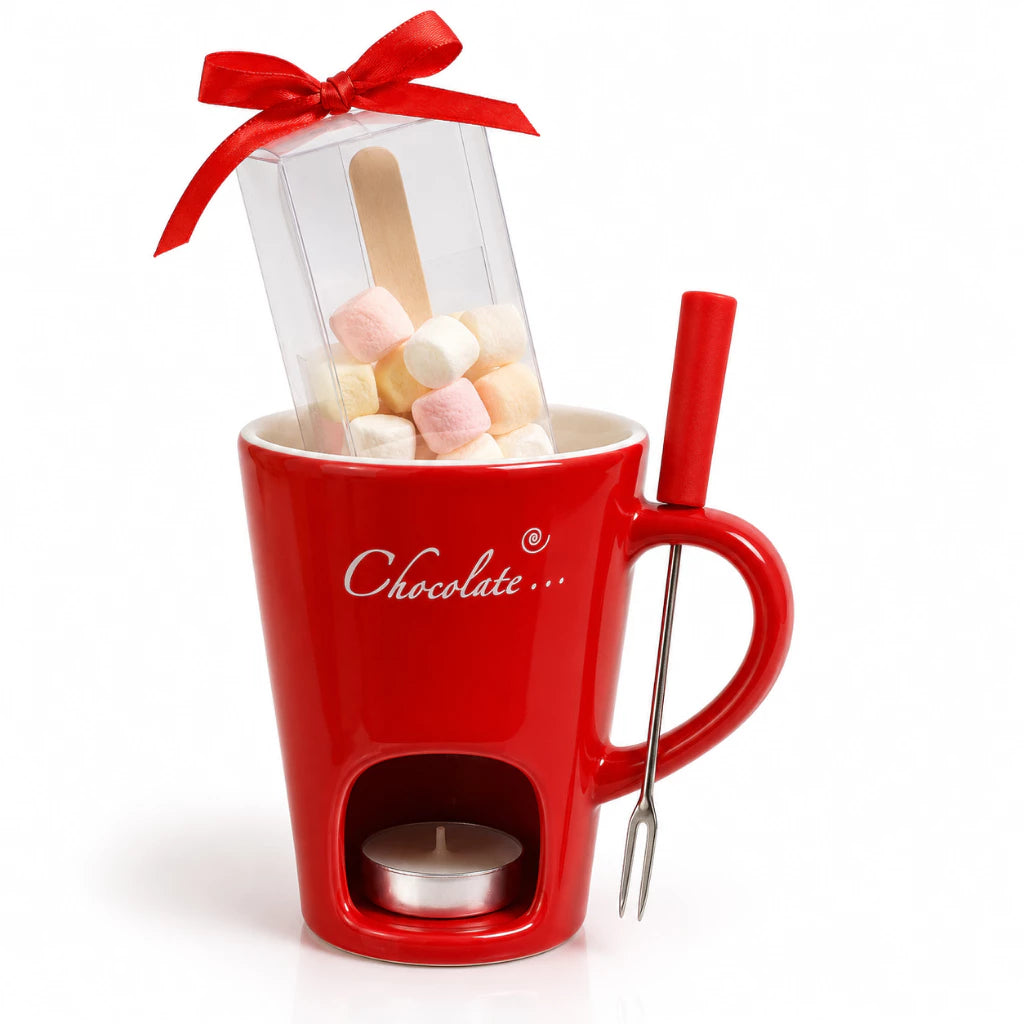 CHER. Chocolates Milk Chocolate Marshmallow Stir-In Set with Chocolate Fondue Mug