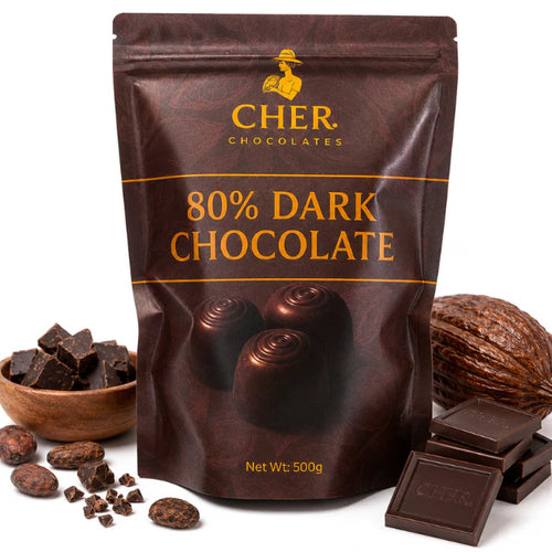 CHER. Chocolates Dark Chocolate Couverture Nuggets  100%, 90%, 80%, 70%  | 500g (Half Kilo)